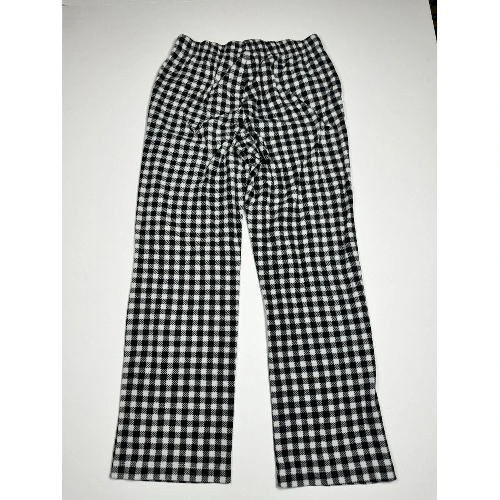 Old Navy Girls Large 10-12 Gingham‎ Fleece Pajama Pants Black Check Sleepwear